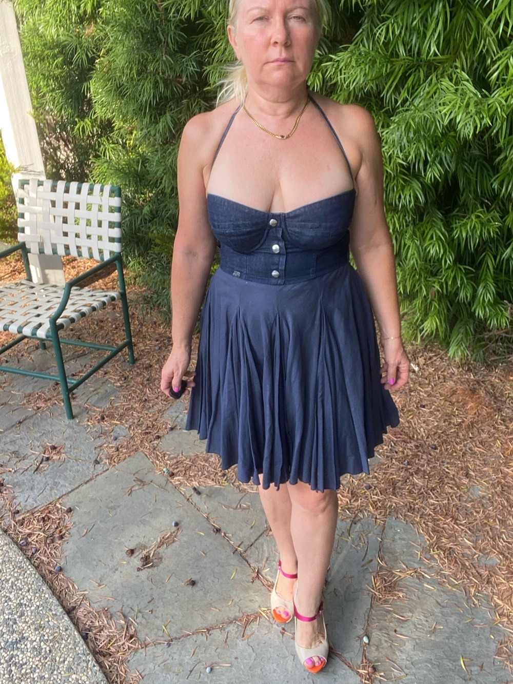 Sexy Miss Sixty Dark Blue Corset Mini Dress, Small